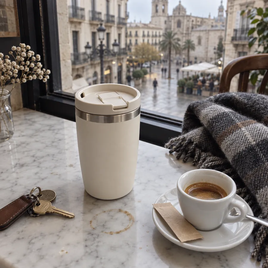 Taza de viaje Andén 350, Crema
